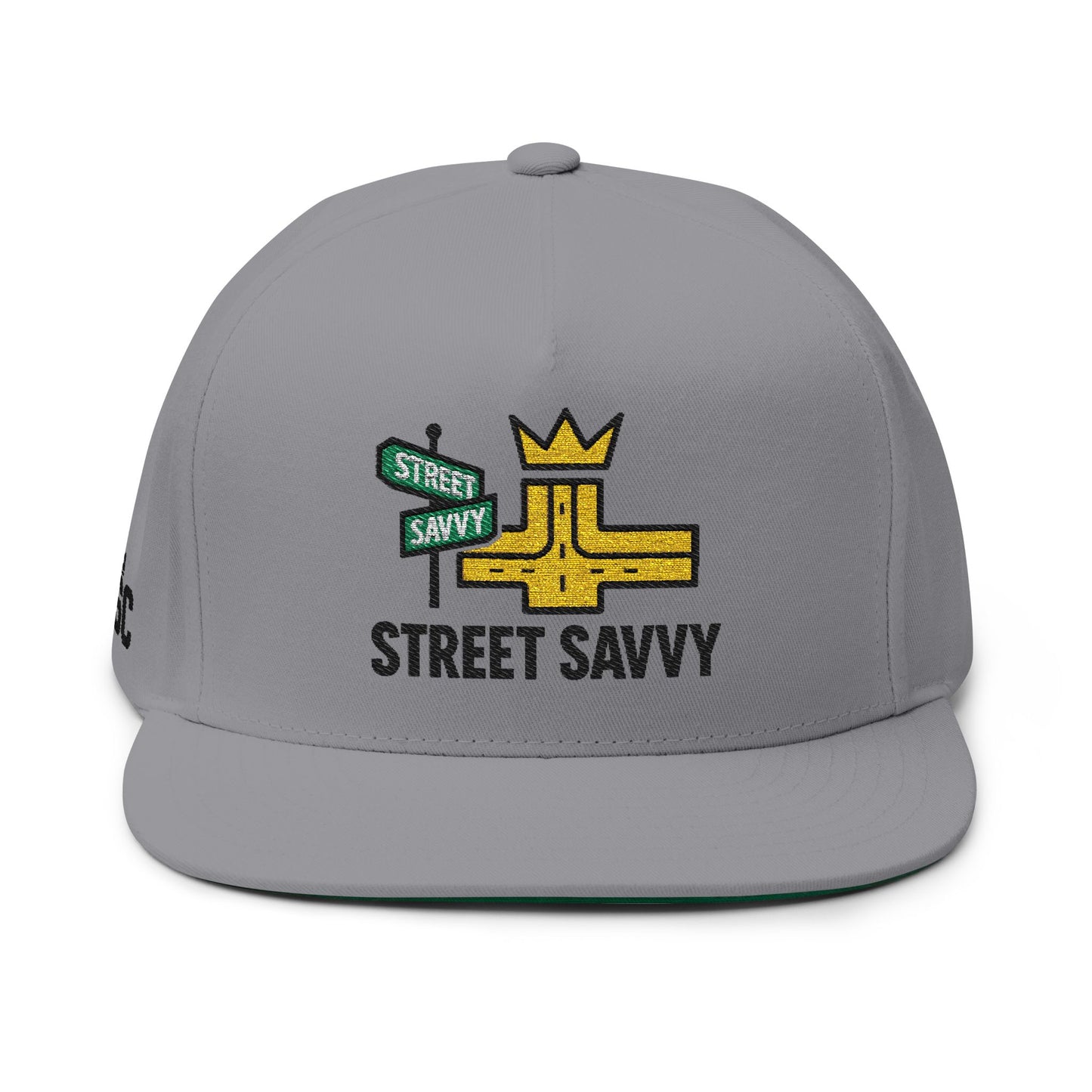 Street Savvy Embroidered Flat Bill Cap | Stylish Headwear, Urban Fashion, Gift for Men and Women, Outfit Accessory, Streetwear Essential