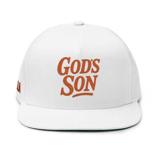 Embroidered Flat Bill Cap - God's Son Statement Hat for Faith and Style