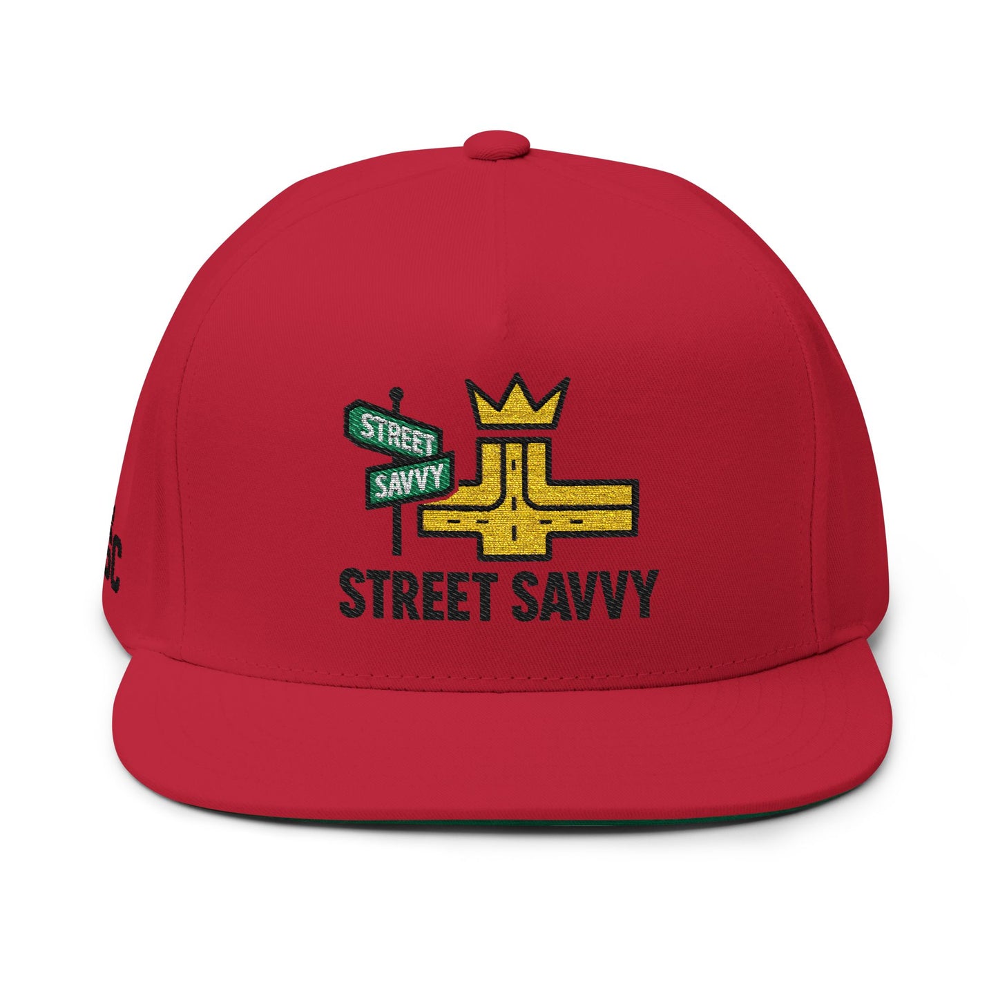 Street Savvy Embroidered Flat Bill Cap | Stylish Headwear, Urban Fashion, Gift for Men and Women, Outfit Accessory, Streetwear Essential